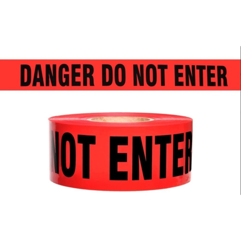 Halloween Decorations - Red Danger Do Not Enter Tape 3"x1000 Ft. Roll x 2 rolls